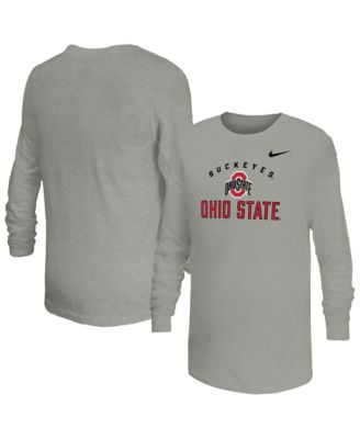 Big Boys' and Girls' Gray Ohio State Buckeyes Legend Dri-FIT Long-Sleeves T-Shirt