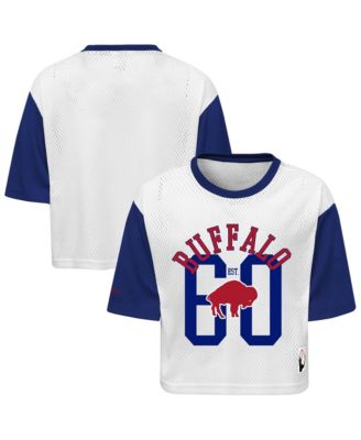 Big Girls White Buffalo Bills Game Day Cropped Half Sleeve T-Shirt