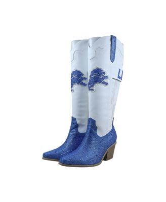 Women's White Detroit Lions Crystal Cowboy Boots