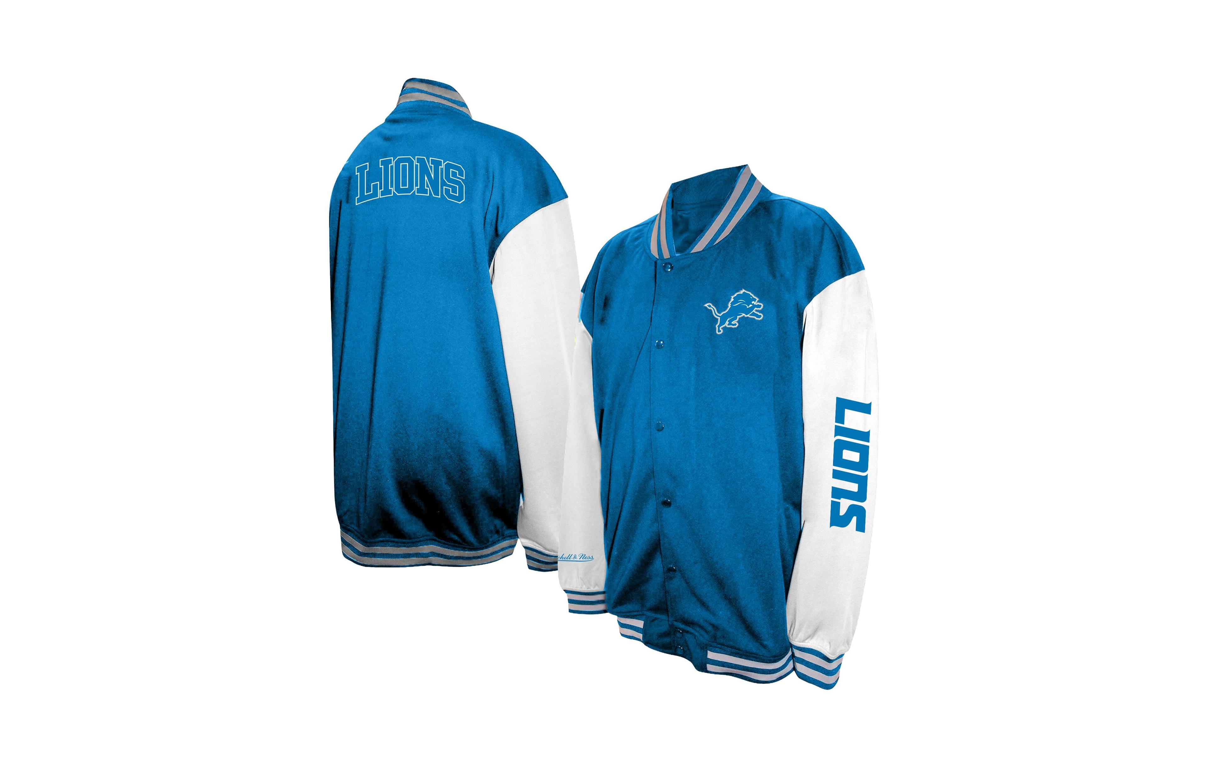 Profile Men's Blue Detroit Lions Big & Tall Full-Snap Varsity Jacket