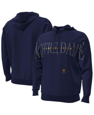 Men's Navy Notre Dame Fighting Irish 2026 Sideline Overlay Icon Fleece Hoodie