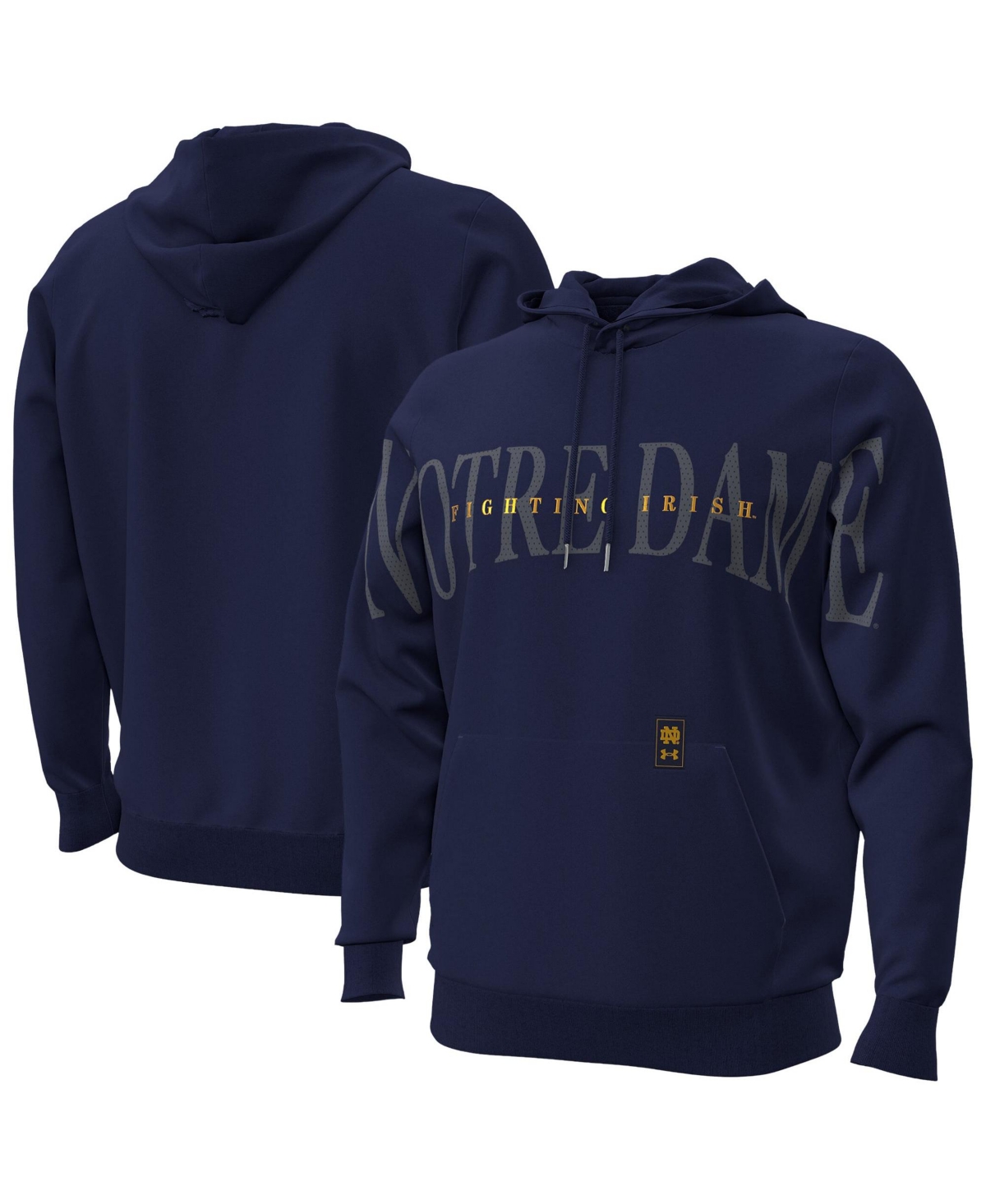 Under Armour Men's Navy Notre Dame Fighting Irish 2026 Sideline Overlay Icon Fleece Hoodie - Navy