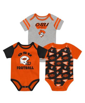 Baby Boys and Girls Orange Oklahoma State Cowboys Star Player Bodysuit 3-Piece Set