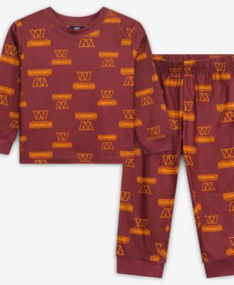 Toddler Burgundy Washington Commanders All-Over-Print Long-Sleeves T-Shirt and Pants Sleep Set