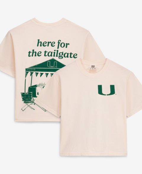 Женская футболка Comfort Colors Cream Miami Hurricanes Here For The Tailgate Cropped