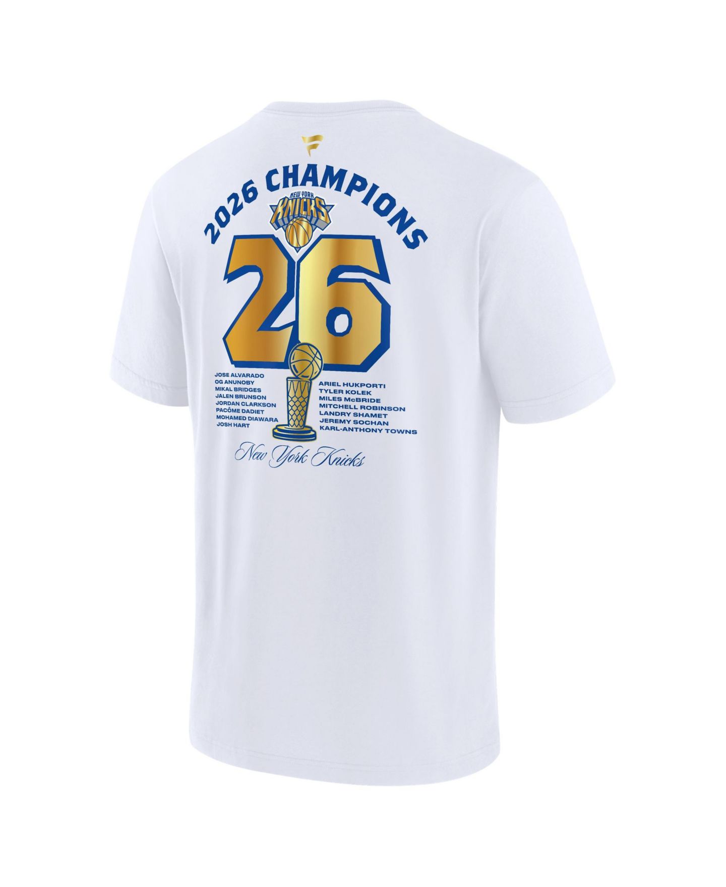 Мужская футболка Fanatics White New York Knicks 2026 Banner Makers Roster — фото 3