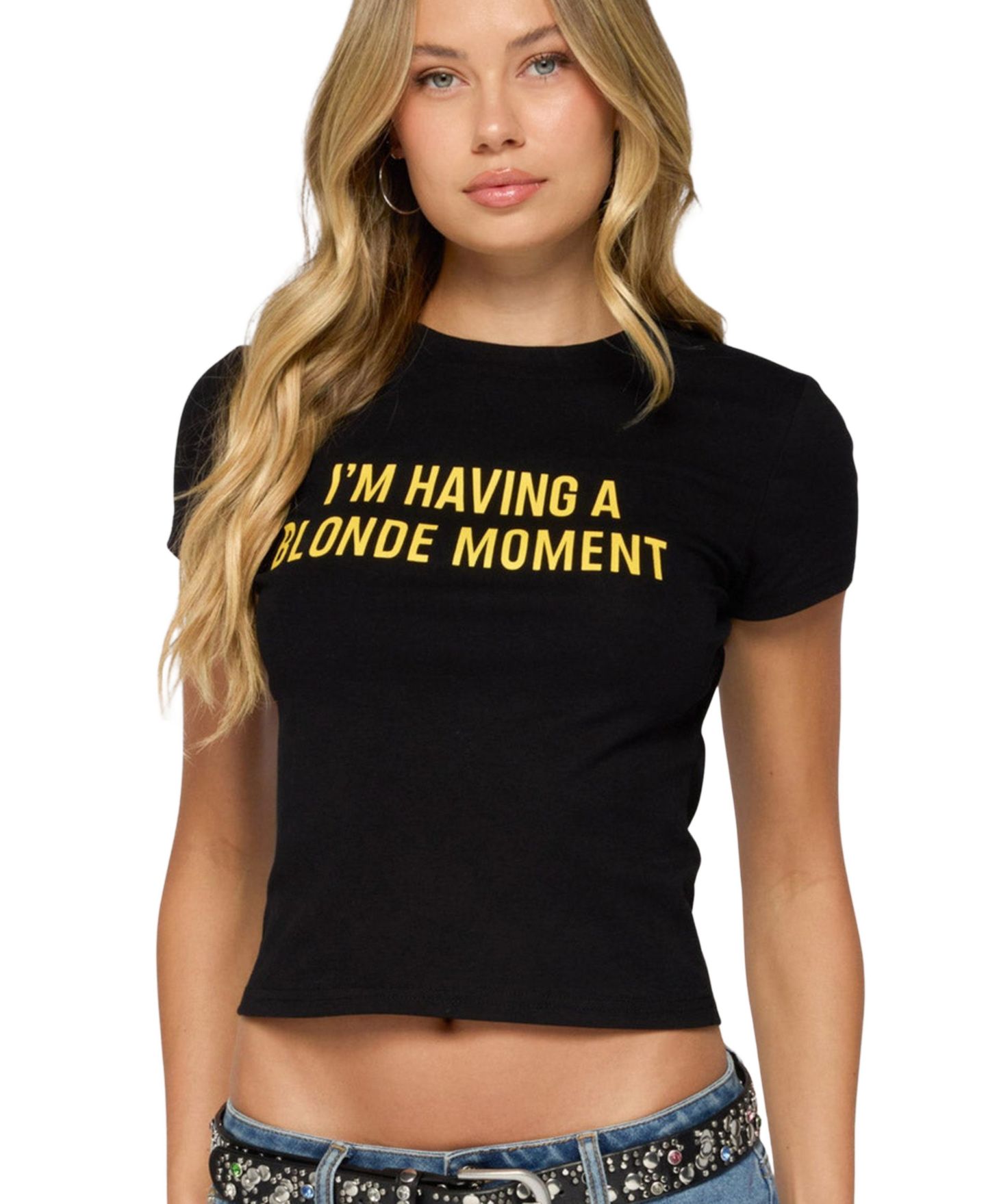 Женская футболка Edikted Blonde Moment, цвет: Чёрный — фото 1