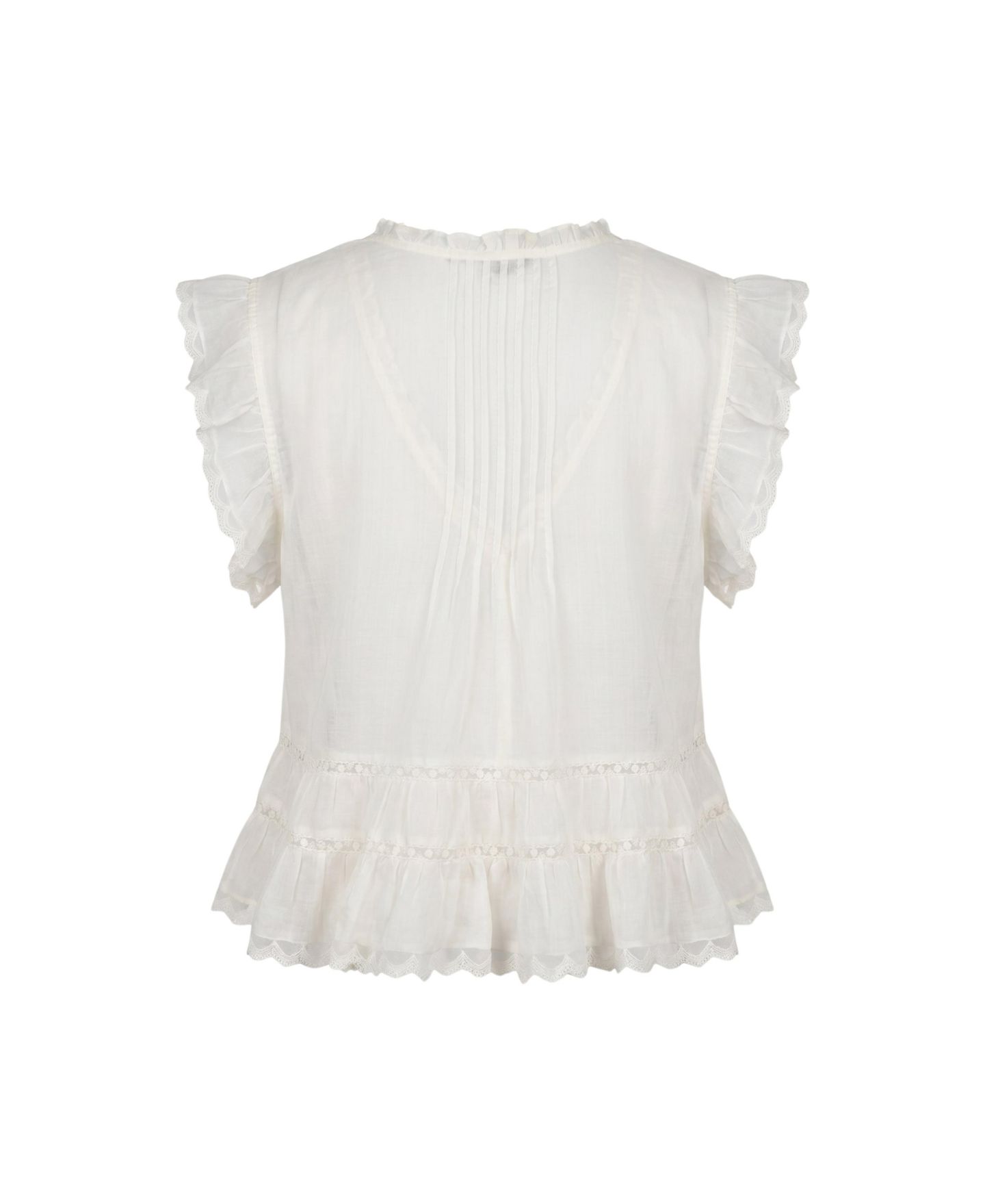 Женская блузка Modenaire Pintuck Button-Front Peplum, цвет: Белый — фото 8