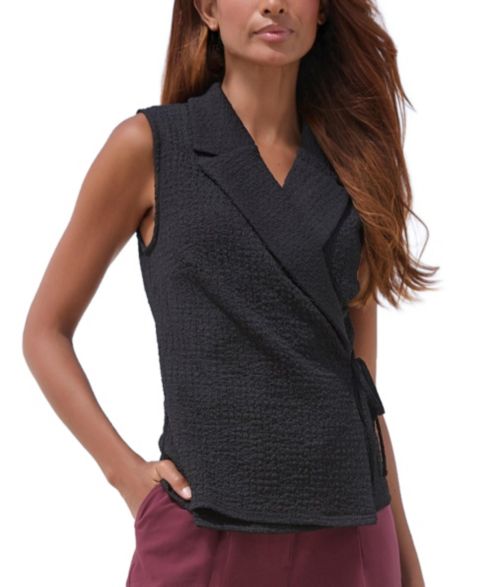 Женский топ Lascana Notched-Lapel Wrap Self-Tie, цвет: Чёрный