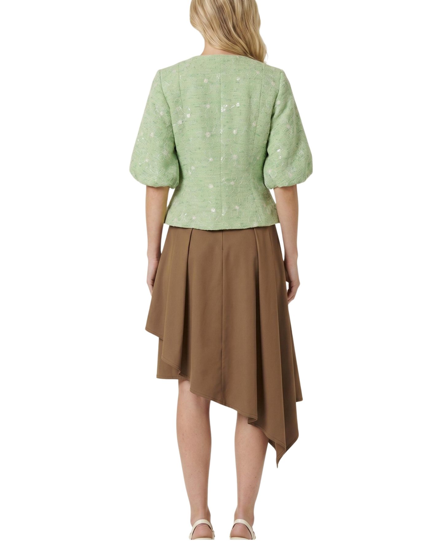 Женская блузка Modenaire Floral Puff Sleeve, цвет: Зелёный — фото 2