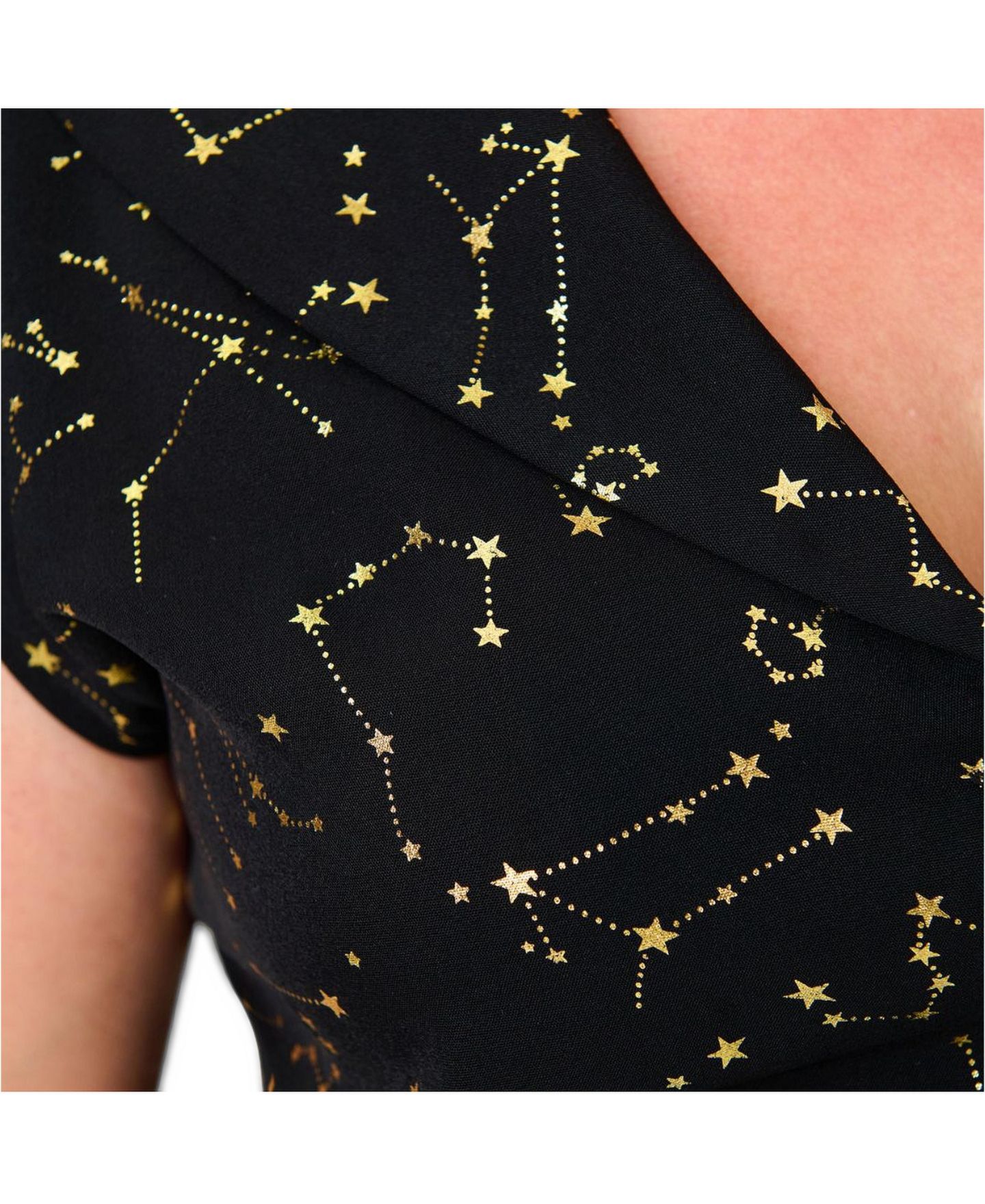 Женская блузка Unique Vintage Plus Size Twill Sleeveless, цвет: Чёрный / Золотой с принтом — фото 3