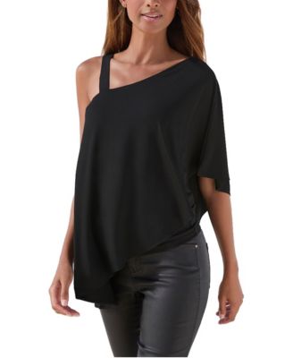 Women's One-Shoulder Asymmetrical-Hem Flowy Sleeveless Top