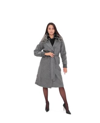 Alaska Outerwear Women's Karolina Genuine Fox Wool Blend Coat