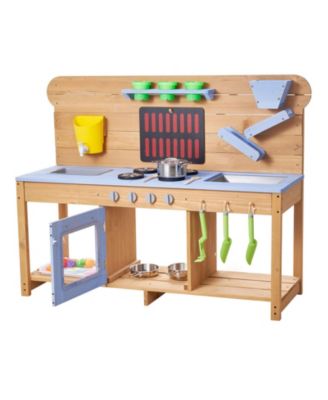Mud Kitchen Play Stoves and Double Sinks 7-Piece Playset, Ages 3+