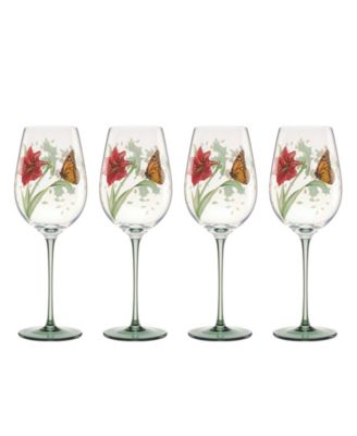 Butterfly Meadow Holiday Wine Glasses, Set of 4