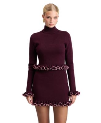 Women's Mock Neck Ruffle Sweater Top