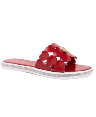 Women's Yuzzy Thong Rhinestone Embellished Faux Leather Sandals