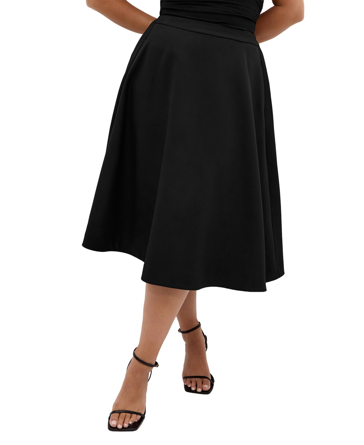 City Chic Plus Size Pia A-Line Midi Skirt - Black
