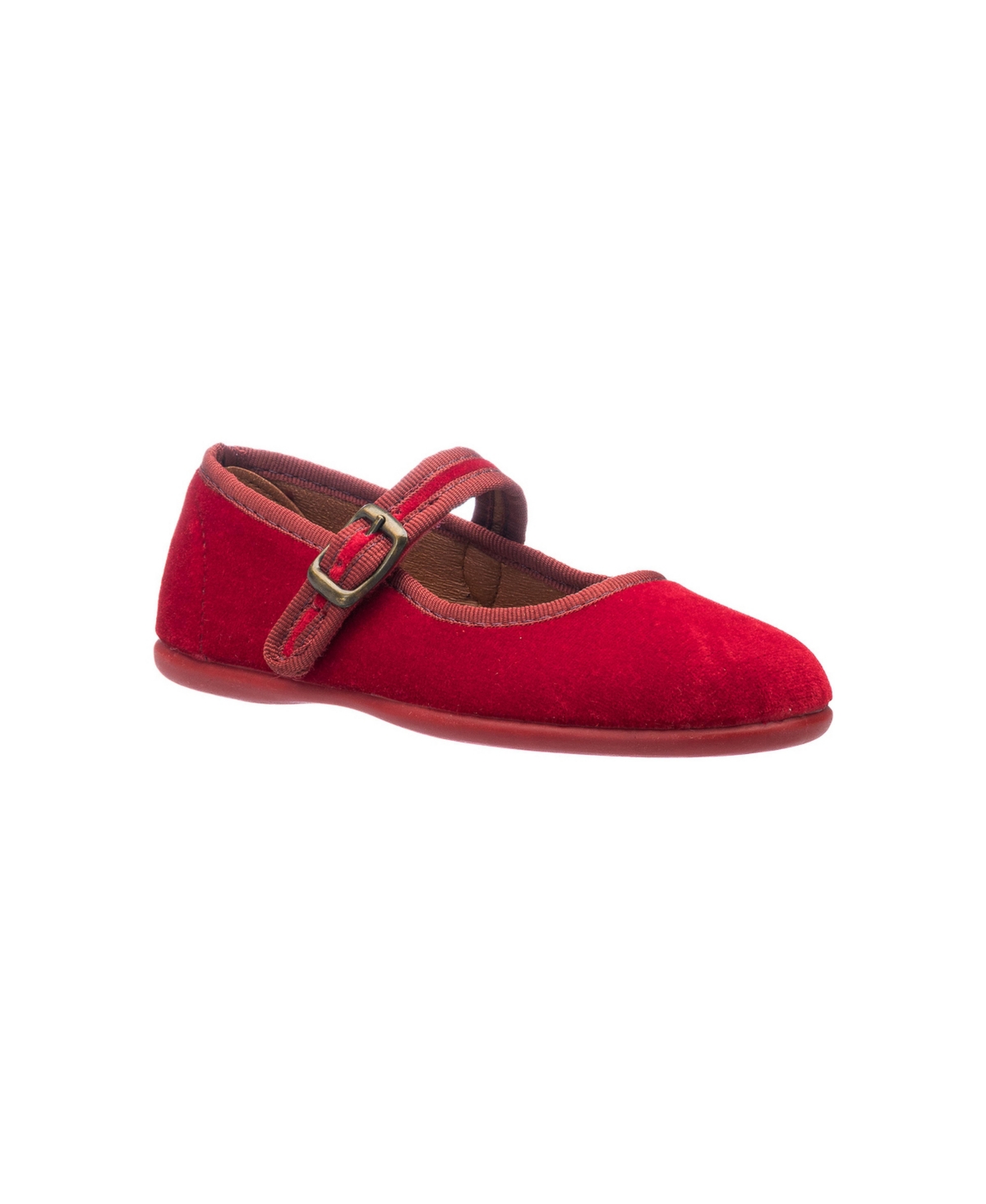 Elephantito Girls' Isa Velvet Mary Jane Flats - Red