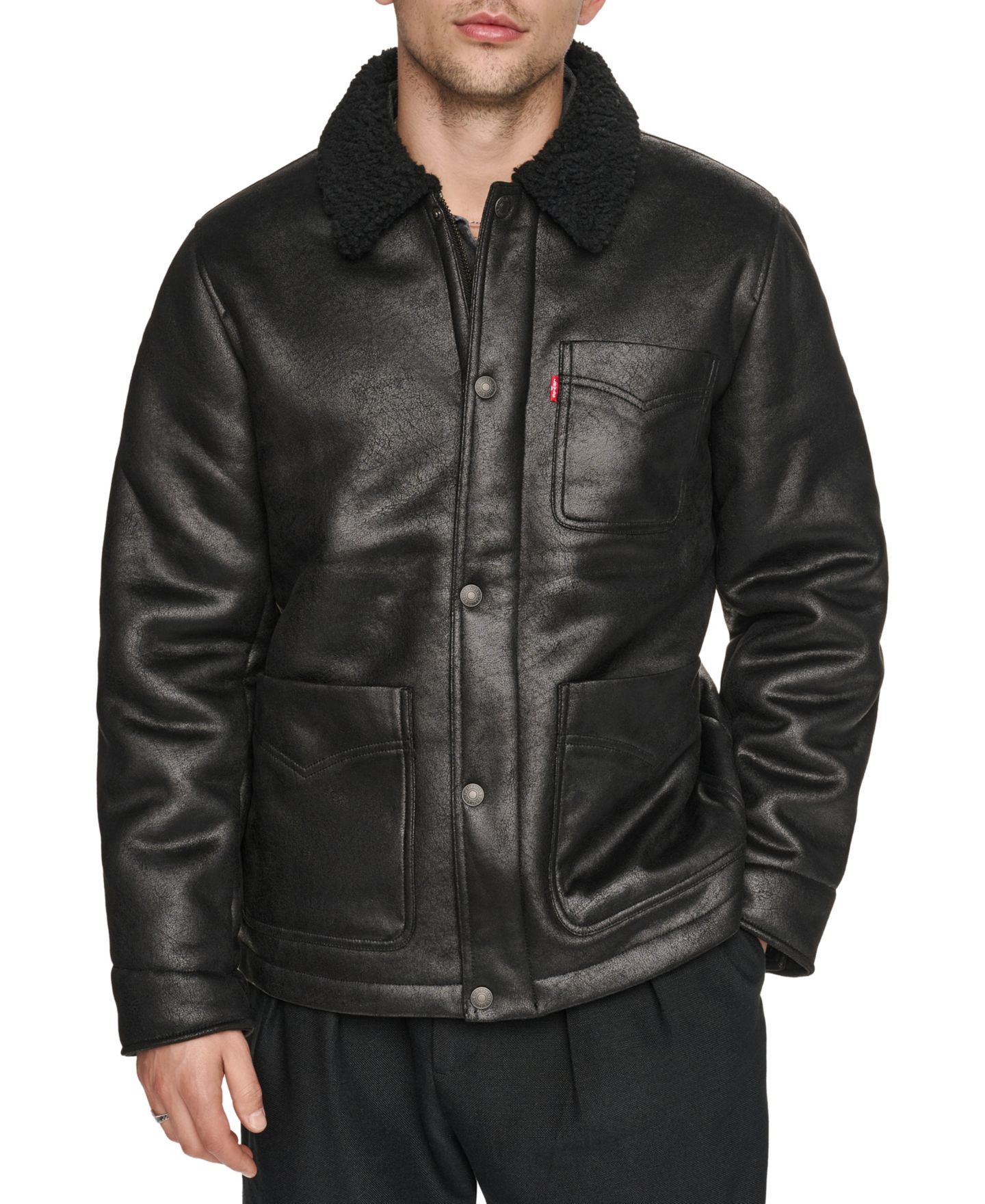 Мужская куртка Levi's Shearling Classic-Fit Ranch, цвет: Чёрный — фото 1