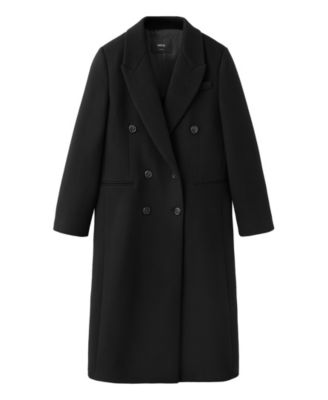 Women's Double-Breasted Peak Lapel Wool-Blend Coat