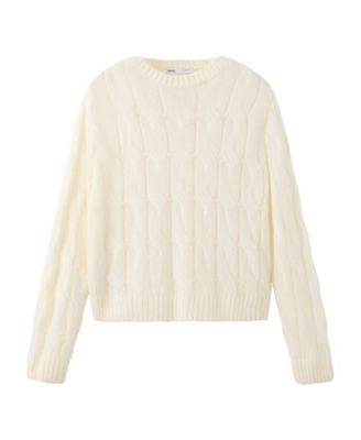 Women's Cable-Knit Crewneck Long-Sleeve Loose Sweater