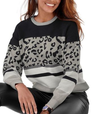 Women's Leopard-Print Long-Sleeve Sweater