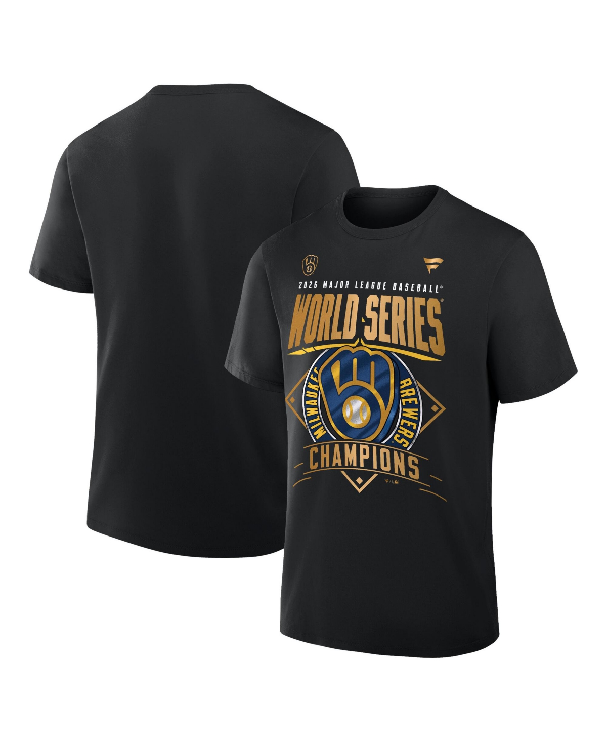 Fanatics Men's Black Milwaukee Brewers 2026 World Series Champions Replica Locker Room T-shirt - Black