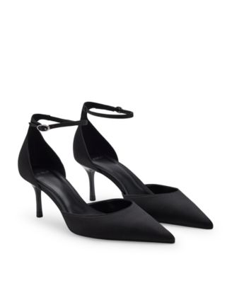 Women's Pointed Toe Ankle-Strap Satin Pumps