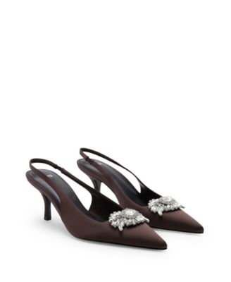 Formentera Intense Pointed-Toe Slingback Beaded Pumps