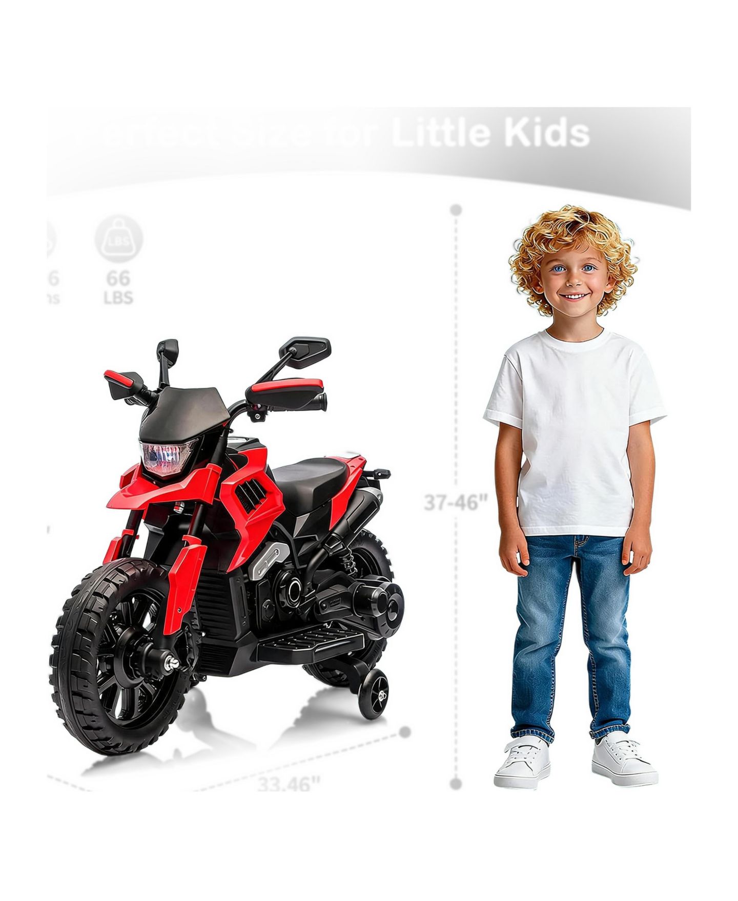 Детская игрушка homfan Large Electric Motorcycle Battery-Powered Gentle Start, 66 Lb. Capacity, от 4 лет, цвет: Красный — фото 2