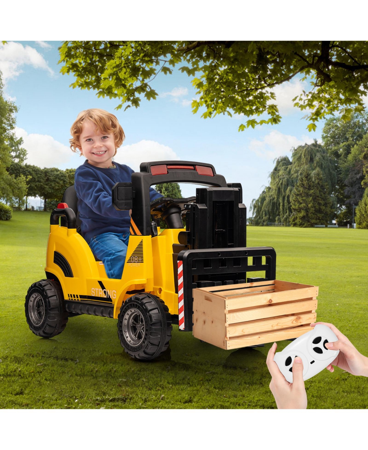homfan 12V Kids Ride-On Car, Electric Forklift Toy, Large, Dual 390 Motors, 66 lbs Seat Capacity, Ages 3-6
