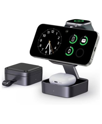 3-in-1 Wireless Magnetic Charging Station, Compatible with iPhone 12-17, Apple Watch, and AirPods