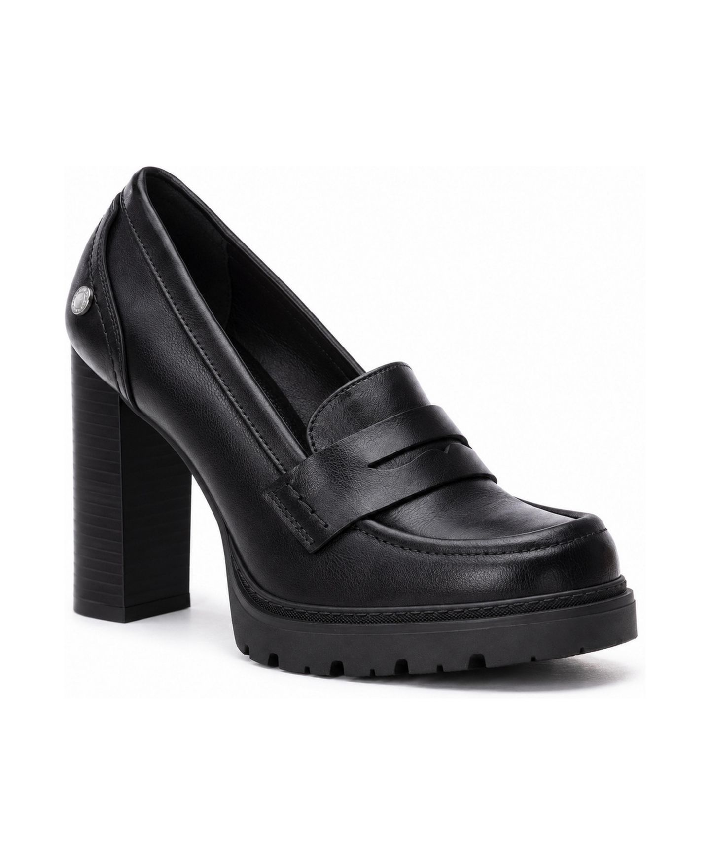 Женские туфли XTI Refresh Block Heel Round Toe Moccasins, цвет: Чёрный — фото 1