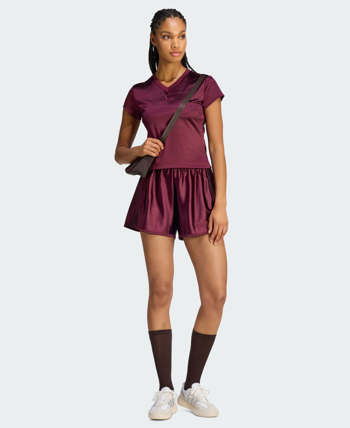 Женские шорты adidas Seasonal Essentials Satin High-Rise Loose-Fit, 3" Inseam, цвет: Чёрный — фото 6