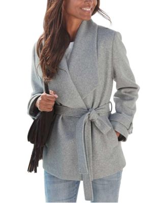Women's Belted Notch-Lapel Short Coat