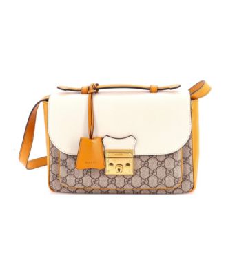 Small Padlock Front Pocket Flap Shoulder Bag GG Coated Canvas and Leather