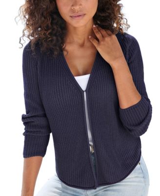 Women's V-Neck Long-Sleeve Hook-Front Closure Cardigan