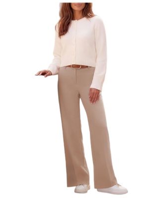 Women's Adjustable-Waist Tailored Wide-Leg Trousers