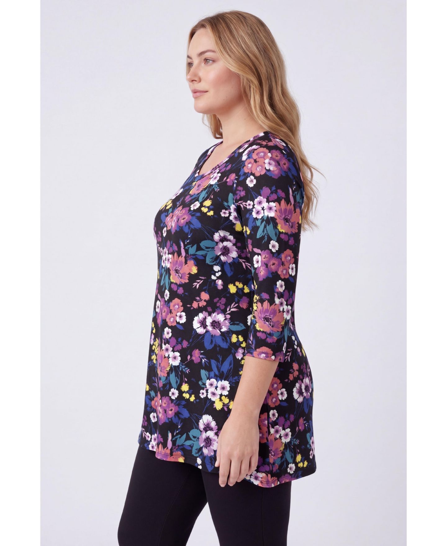 Женский топ Woman Within Plus Size Within Swing Hem Tunic, цвет: Чёрный разноцветный — фото 4