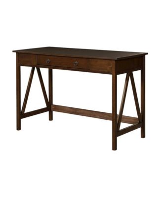 Wooden Office Desk In Antique Tobacco Finish With Solid Pine Construction