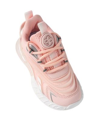Little Girls GirlsJogger Sneakers with Multi-Material Design and Rubber Medallion