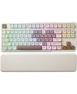 B87 TKL Brown Heart Wireless RGB Backlight Mechanical Keyboard with Wrist Rest for Windows, Mac, Linux, iOS, Android