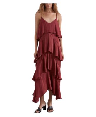 Women's V-Neck Ruffle High-Low Dress
