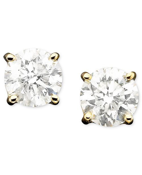 Macy's Diamond Stud Earrings in 14k Gold (1 ct. t.w.) & Reviews ...