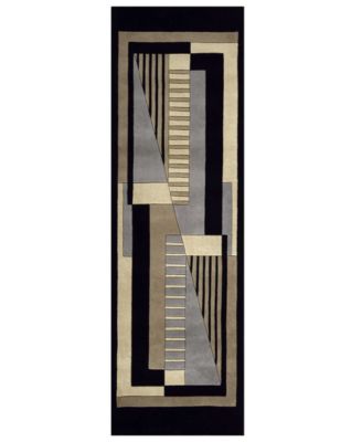 Momeni - "New Wave" NW-006 Black Area Rug, 2' 6" x 8'