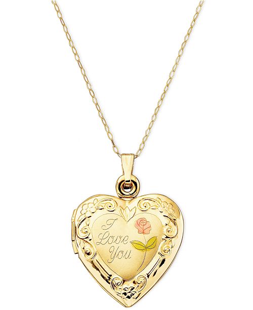 Italian Gold 14k Gold Necklace, I Love You Reversible ...