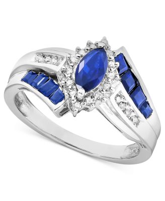 Macy's - Sapphire (1-1/5 ct. t.w.) and Diamond Accent Ring in Sterling Silver