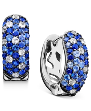 image of Saph Splash by Effy Shades Of Sapphire Hoop Earrings (2-3/4 ct. t.w.) in Sterling Silver