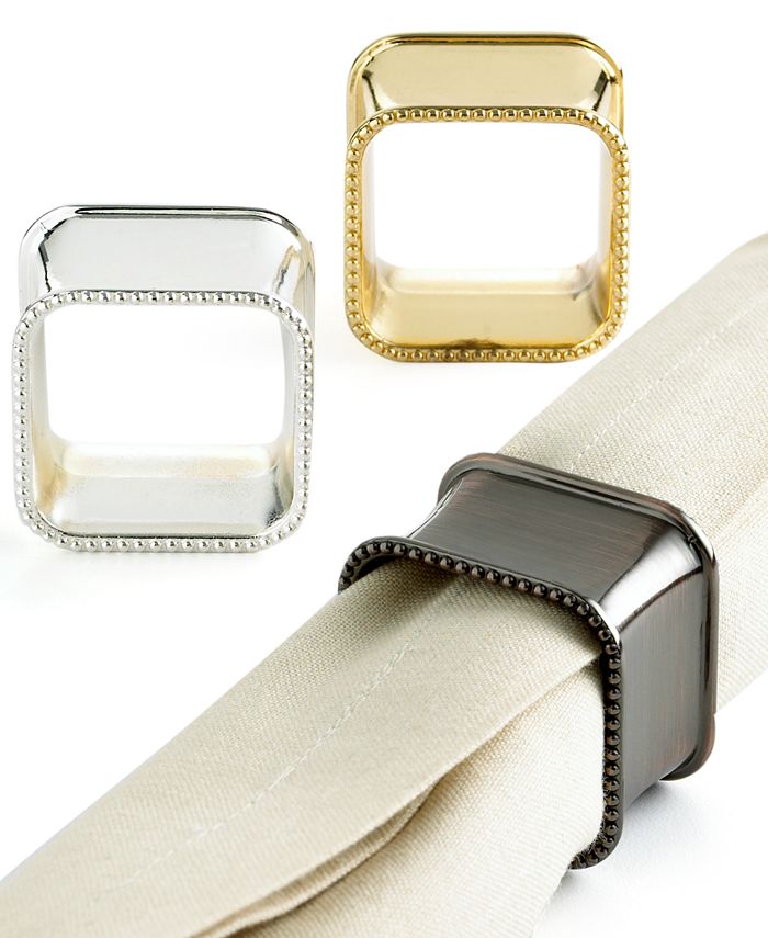 Centennial Excel Sophisticated Square Metal Napkin Rings, Set of 4 - Macy's